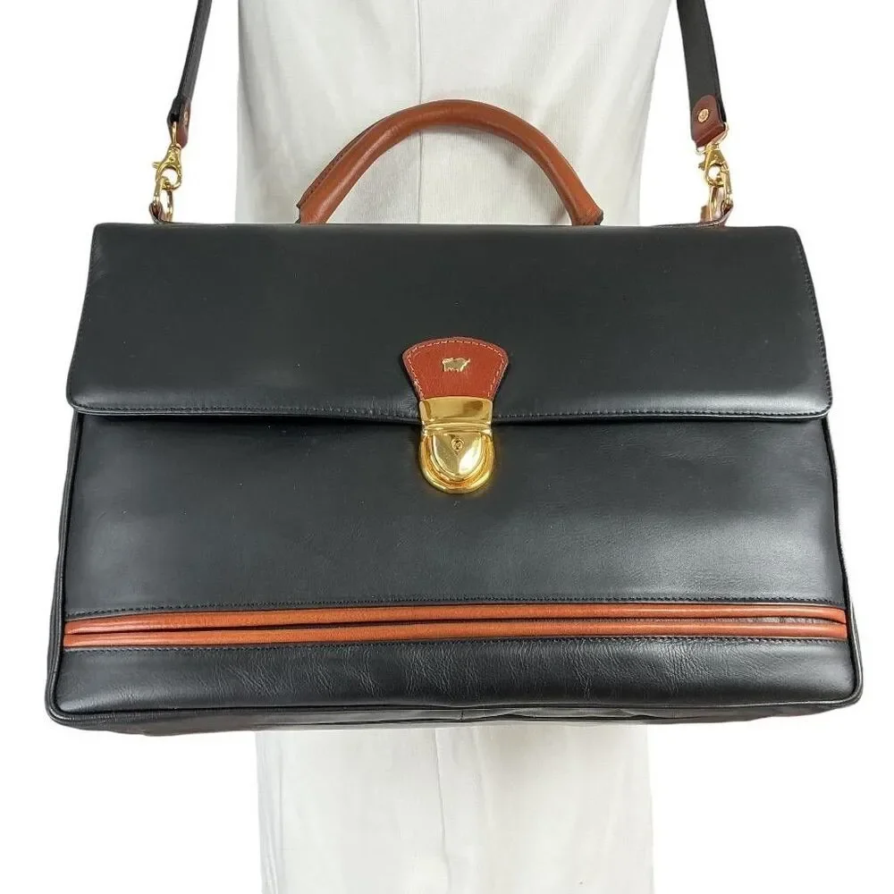 Braun Buffel Leather Business Bag Brown X Large Top Handle Crossbody Vintage
